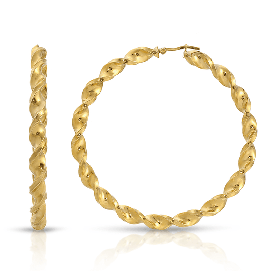 2 3/4" 14K Gold Twisted Hoop Earrings
