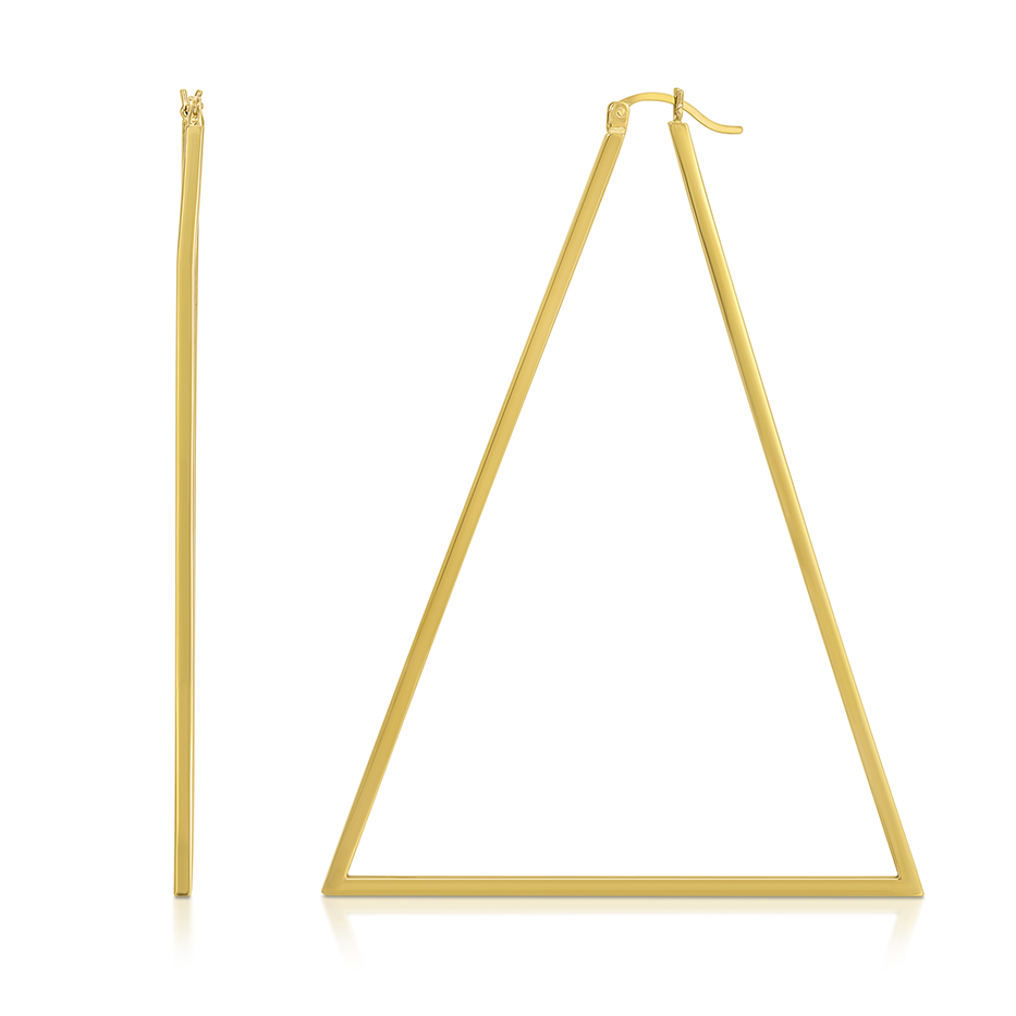 3” 14k Gold Triangle Drop Earrings