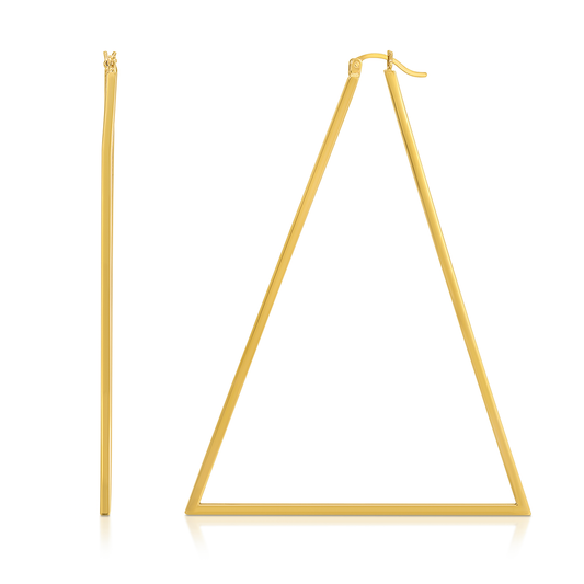 3” 14k Gold Triangle Drop Earrings
