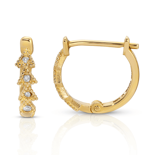 11.5 mm 14K Gold Diamond Trinity Huggie Earrings