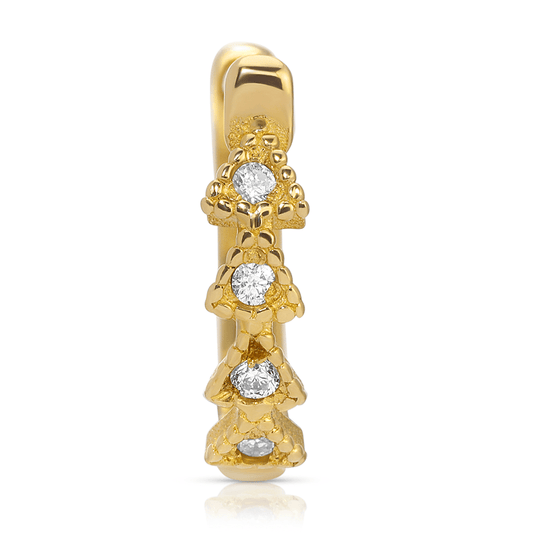Single 11.5 mm 14K Gold Diamond Trinity Huggie Earring
