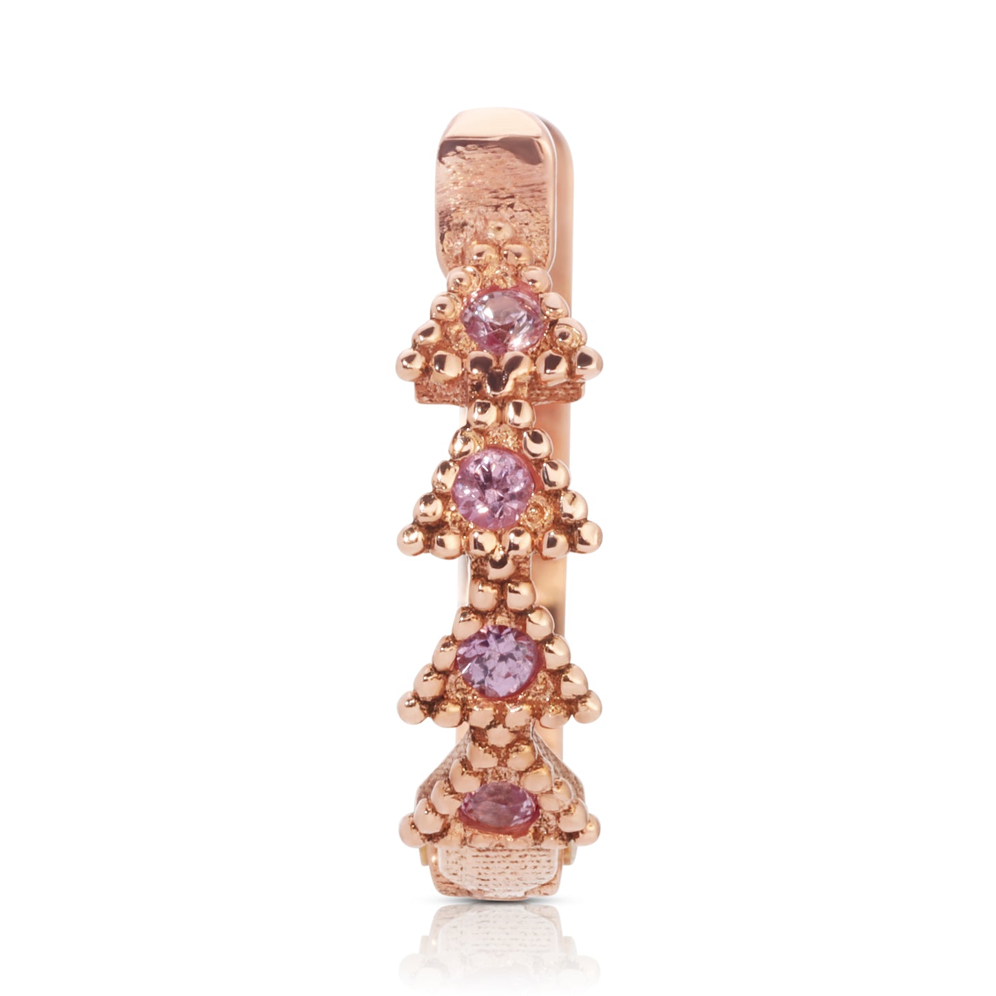 11.5 mm Pink Sapphire Trinity Huggie Earrings