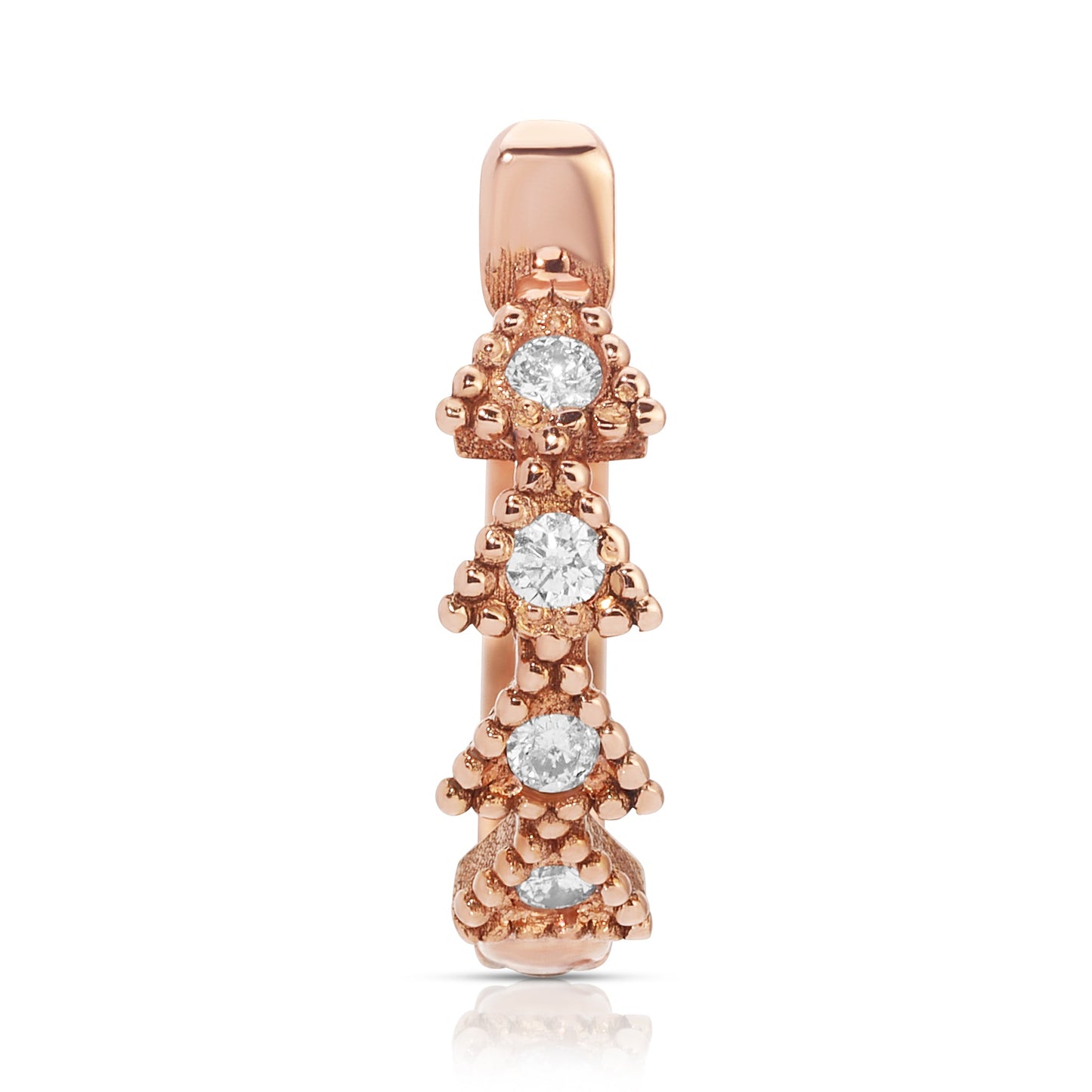 Single 11.5 mm 14K Gold Diamond Trinity Huggie Earring
