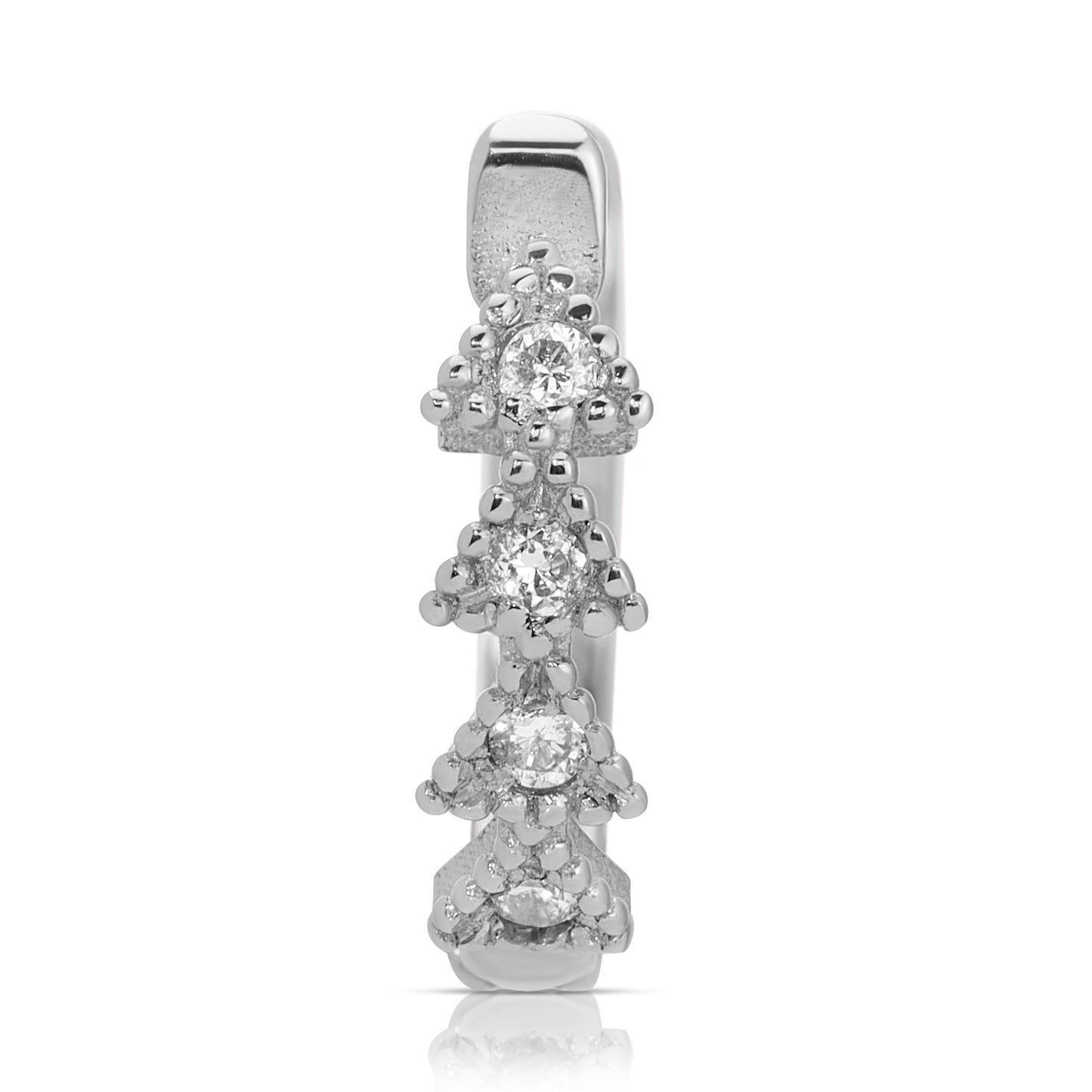 Single 11.5 mm 14K Gold Diamond Trinity Huggie Earring