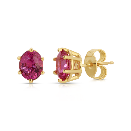 2.64 ctw Oval Cut Pink Sapphire Stud Earrings