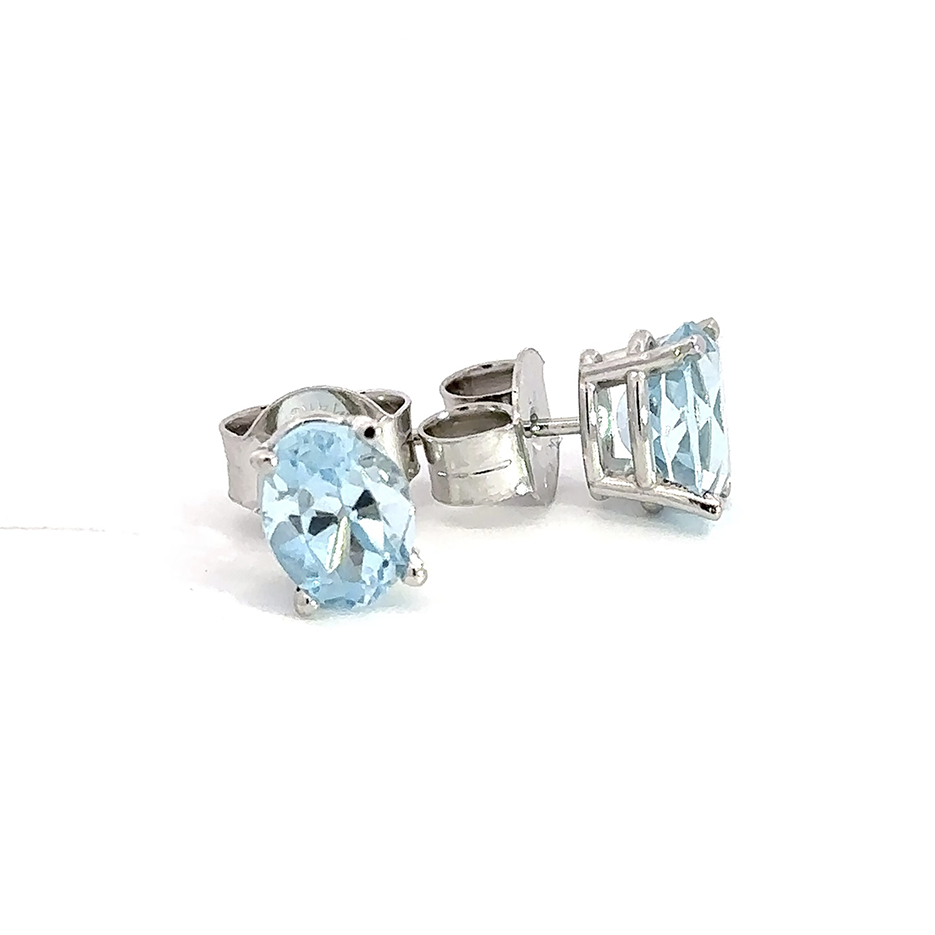 3.4 ctw Oval Cut Topaz Stud Earrings