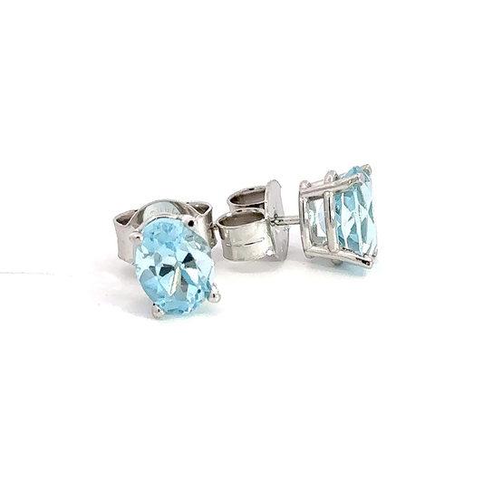 3.4 ctw Oval Cut Topaz Stud Earrings