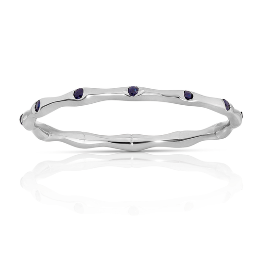 Blue Sapphire 14K Gold Bamboo Ring