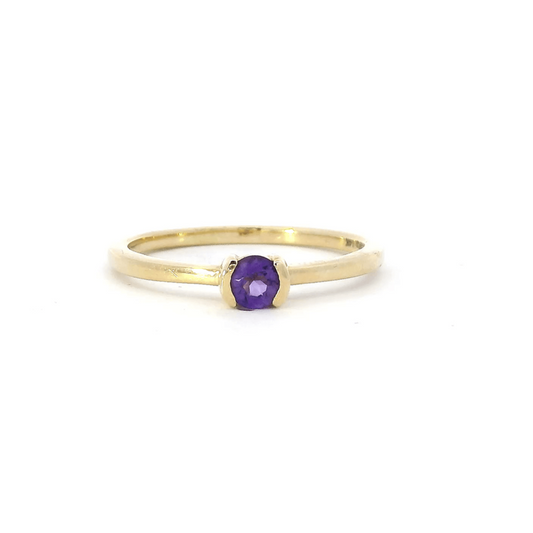 Amethyst Solitaire Half Bezel Ring