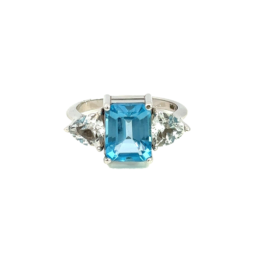 5.5 ctw Sky Blue & White Topaz Ring