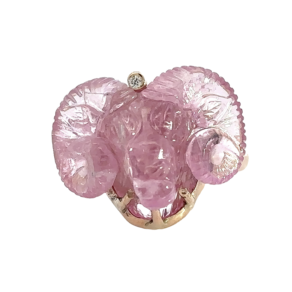 Very Pink Tourmaline Aries Ram Ring