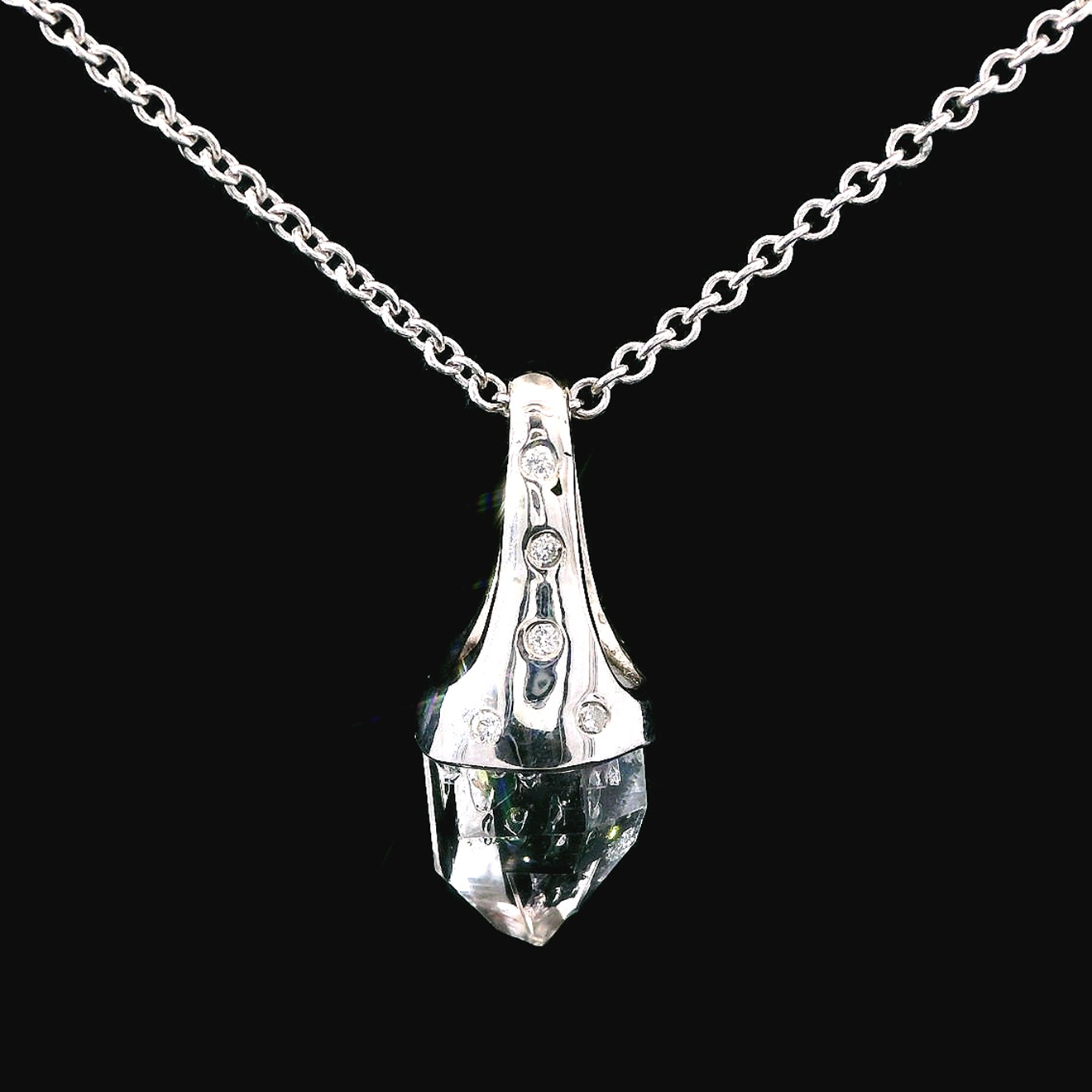 Herkimer Quartz & Diamond Crown Pendant