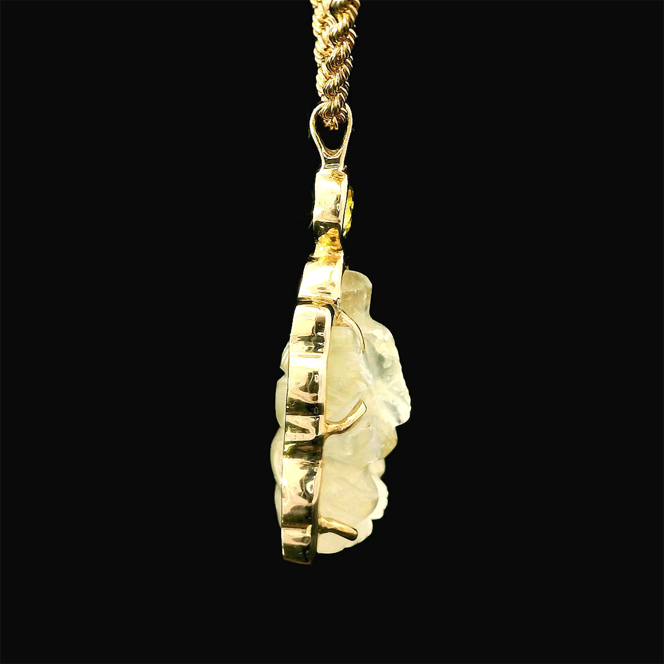 Libyan Desert Glass and Yellow Sapphire Ganesha Pendant