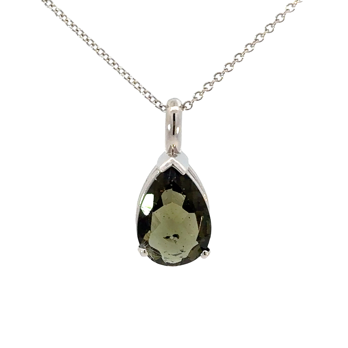 Czech Moldavite Faceted Pear 2024 Shaped Pendant