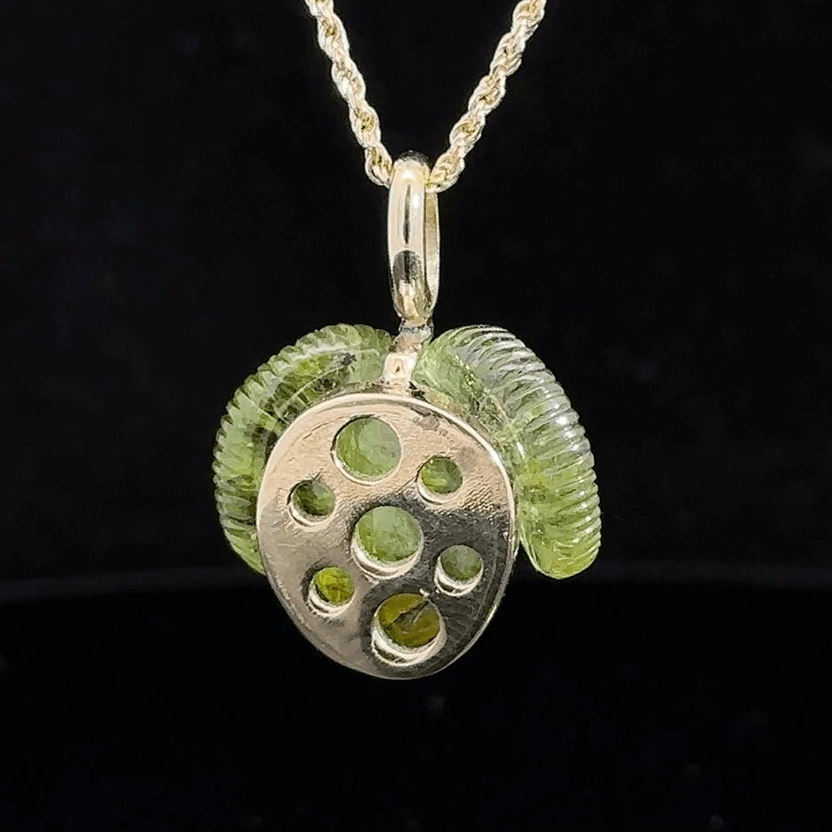 Green Tourmaline Ram Pendant