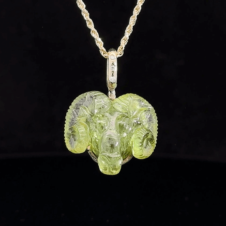 Green Tourmaline Ram Pendant