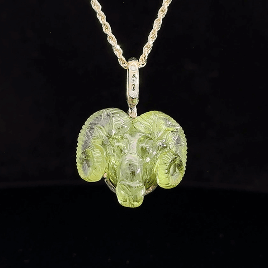 Green Tourmaline Ram Pendant