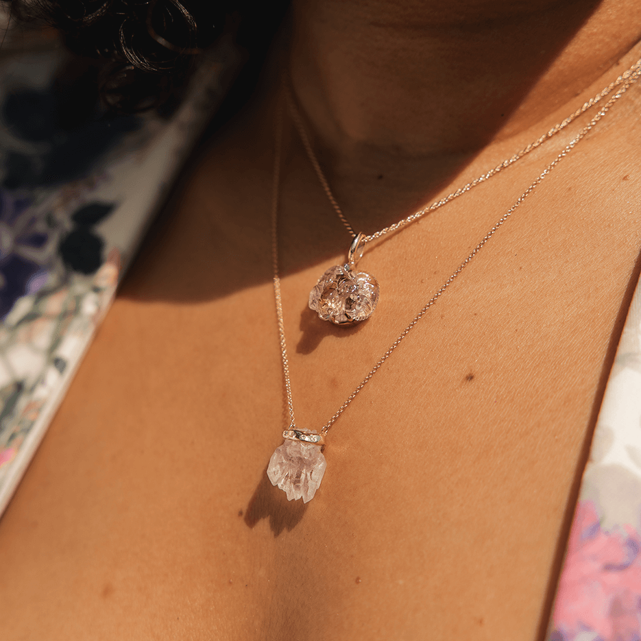 Lilac Pink Tourmaline Ram Pendant
