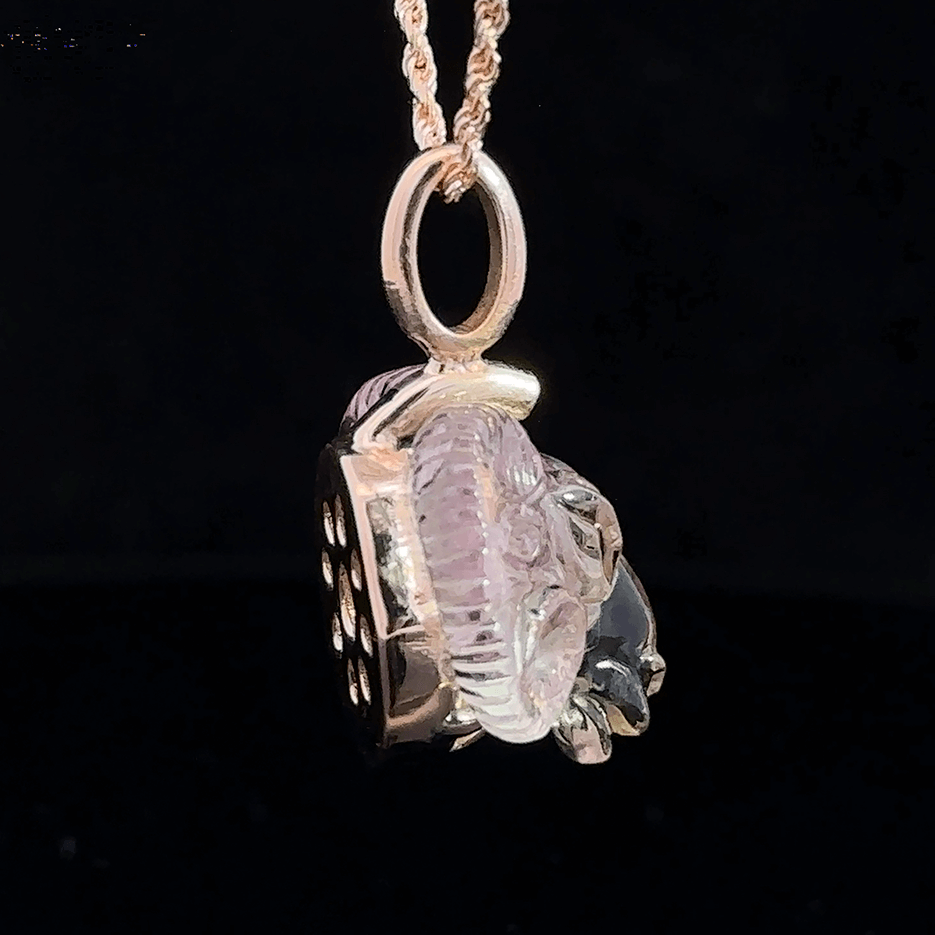 Lilac Pink Tourmaline Ram Pendant