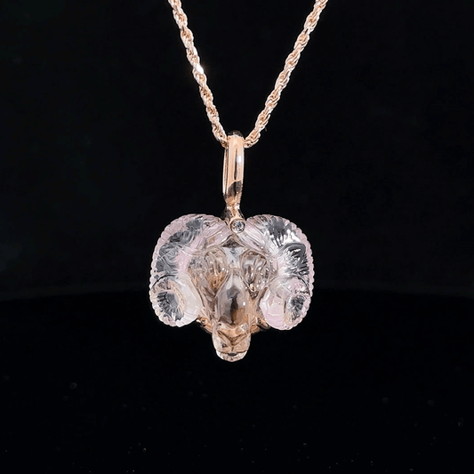 Lilac Pink Tourmaline Ram Pendant