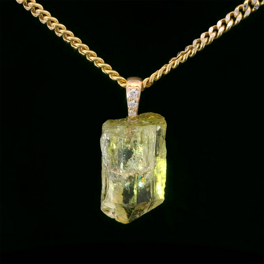 Golden Apatite & Diamond Ladder Pendant
