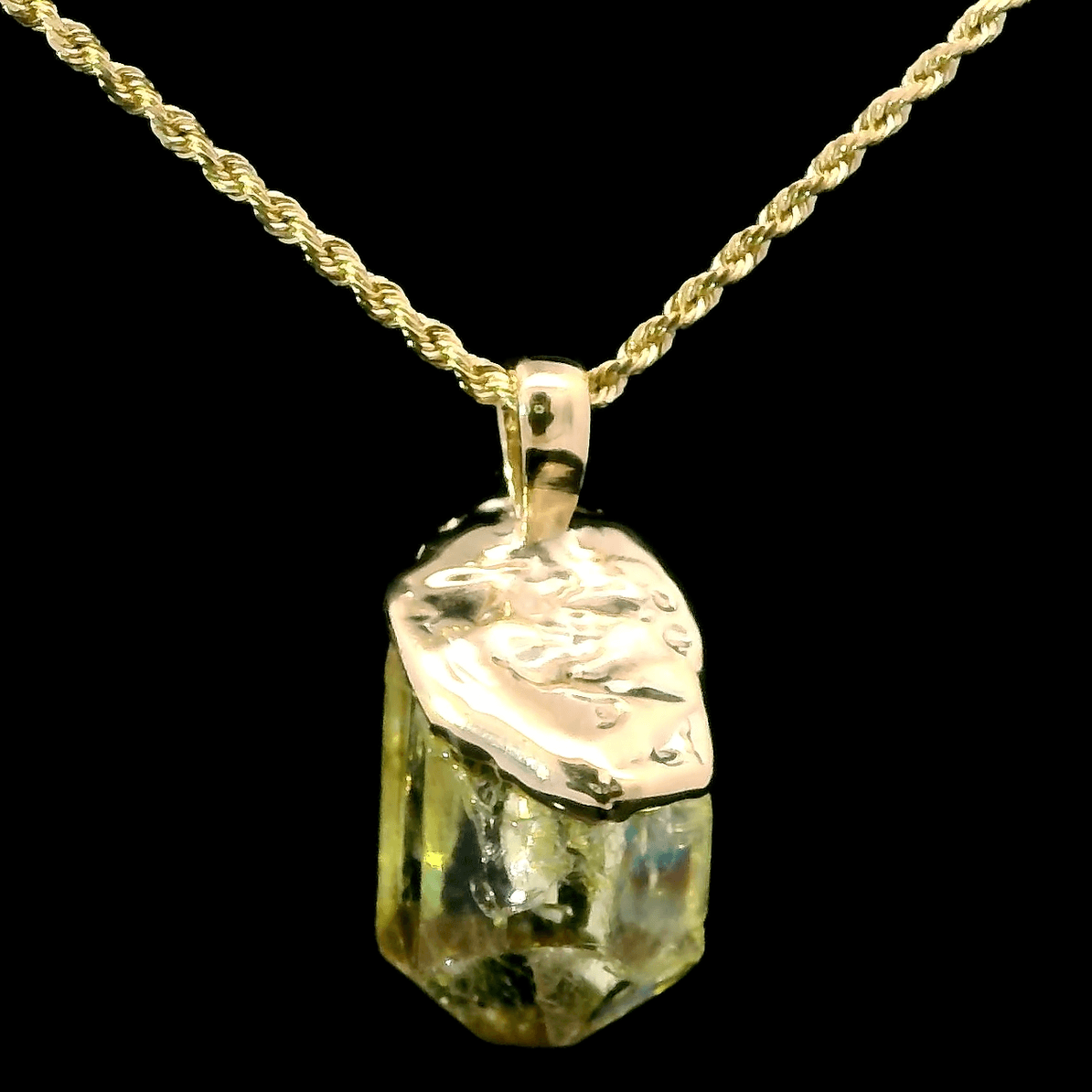 Golden Apatite & Diamond Ladder Pendant
