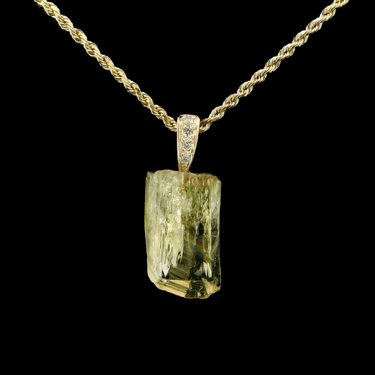 Golden Yellow Apatite & Diamond Charm