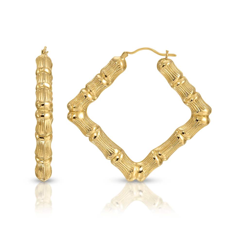 Big gold online bamboo hoop earrings