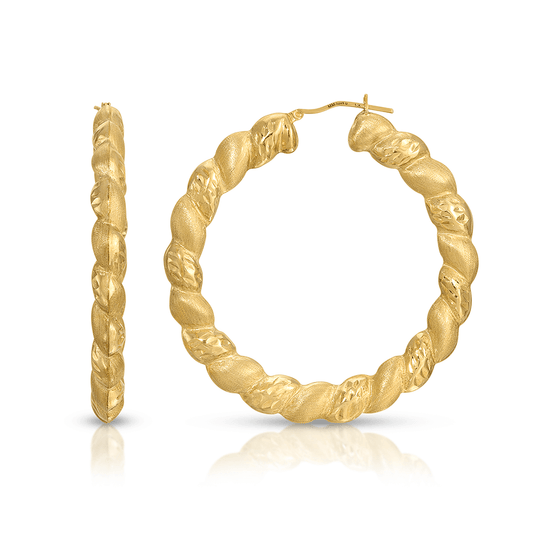 2 1/4" Brushed Rope Hoop Earrings