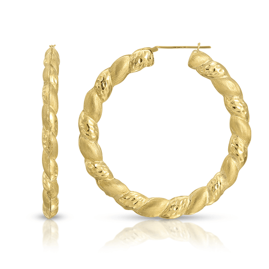 3" Brushed Rope Hoop Earrings