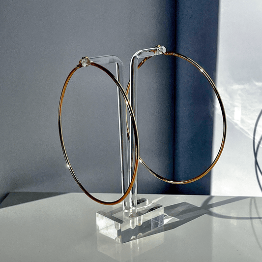 3 1/2" 14K Yellow Gold Hoop Earrings