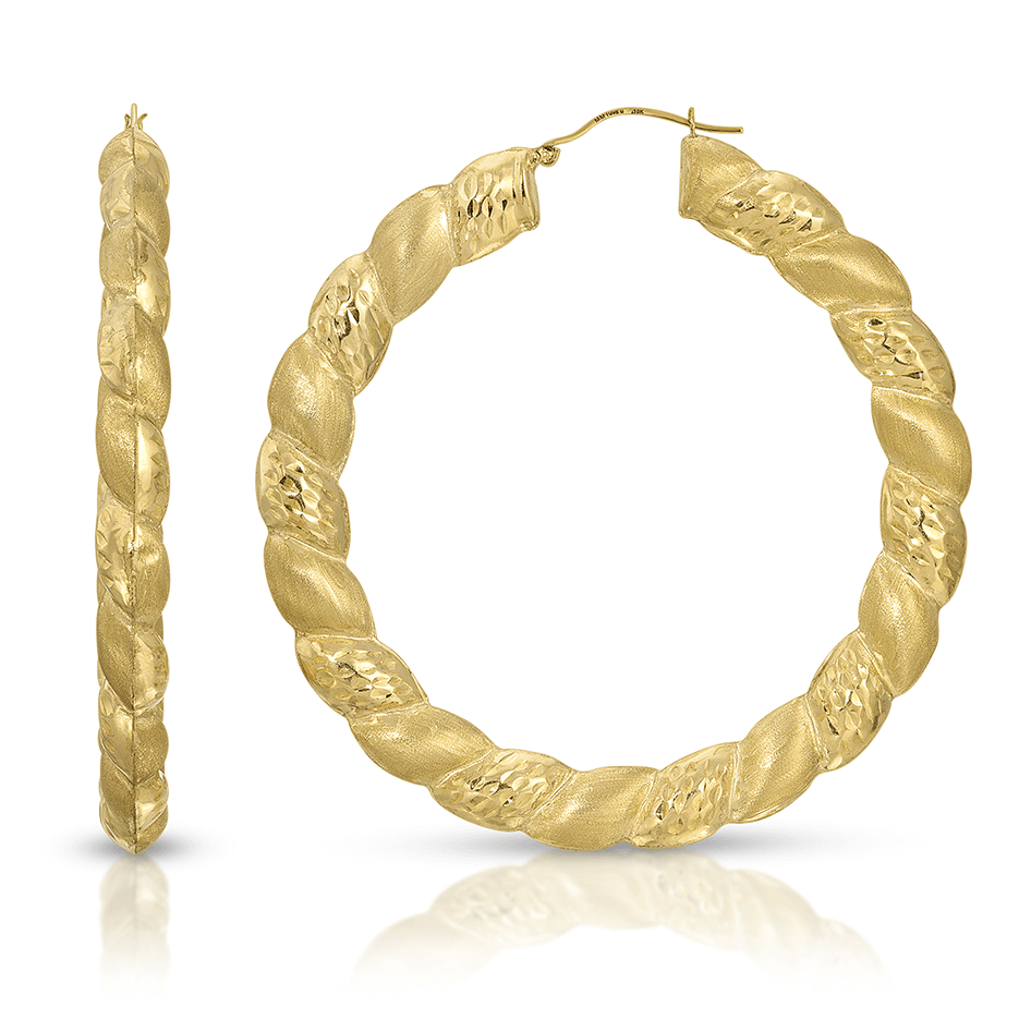 3 1/2" Brushed Rope Hoop Earrings