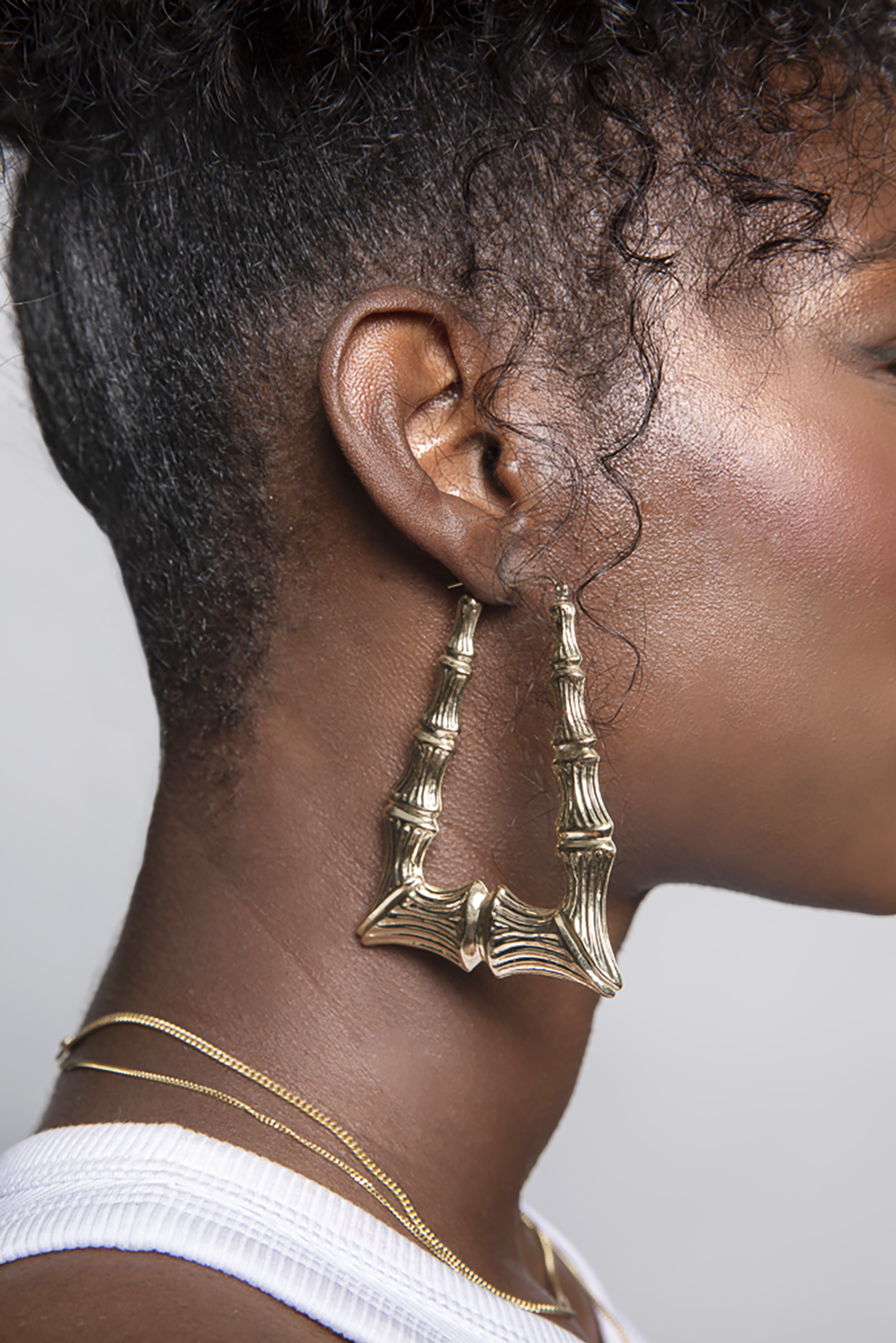 2 3/4" 10K Gold OG Bamboo Door Knocker Earrings