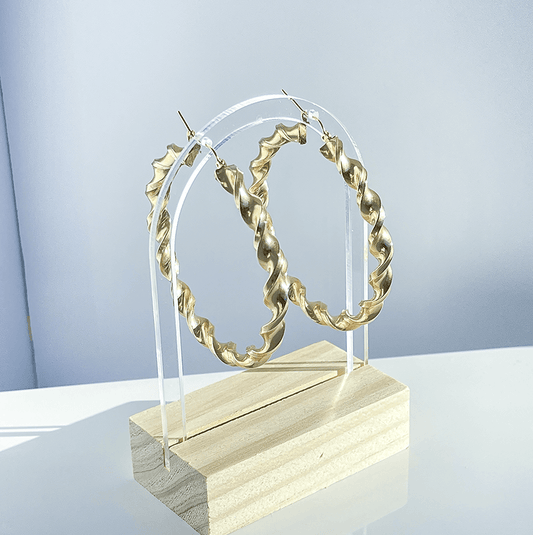 2 1/4" 14K Gold Twisted Hoop Earrings