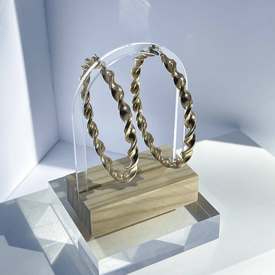 2 3/4" 14K Gold Twisted Hoop Earrings