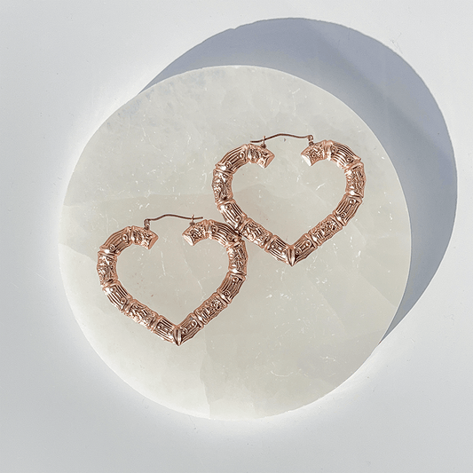 2 1/2" Forever Bamboo Heart Hoop Earrings