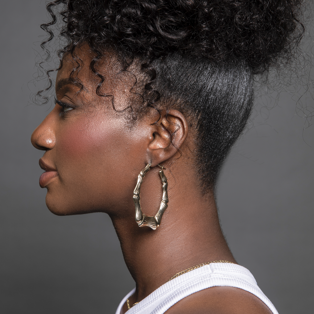 2 1/2" Forever Bamboo 10K Gold Oval Hoop Earrings