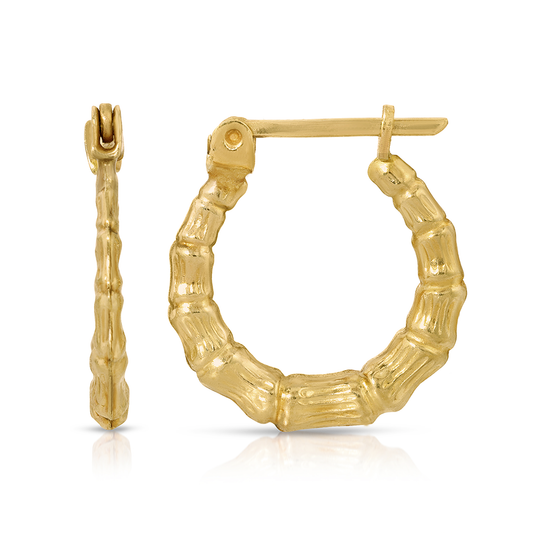 1/2" Forever Bamboo 10K Gold Round Hoop Earrings