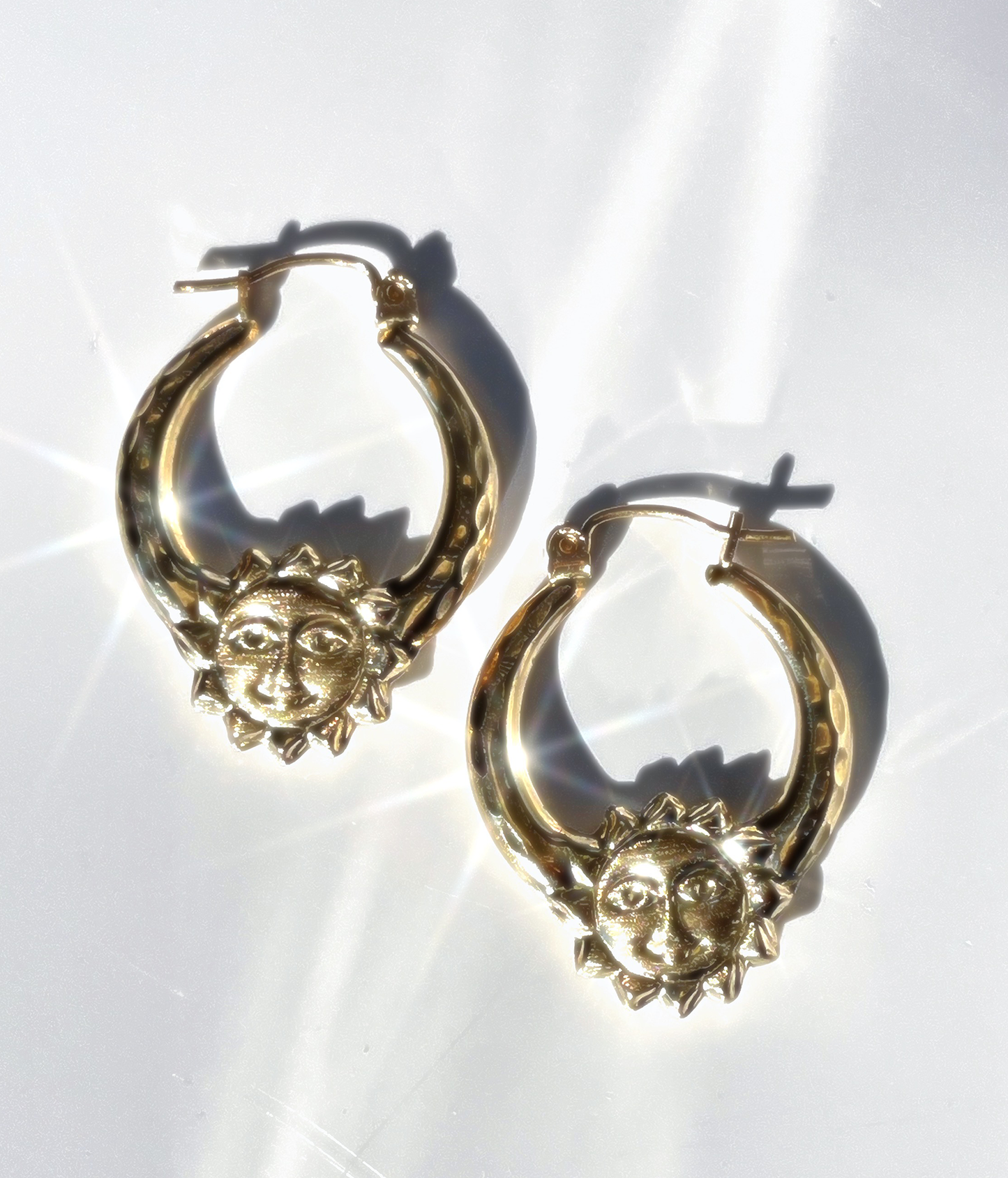1 1/2” 10K Gold Sunshine Hoop Earrings