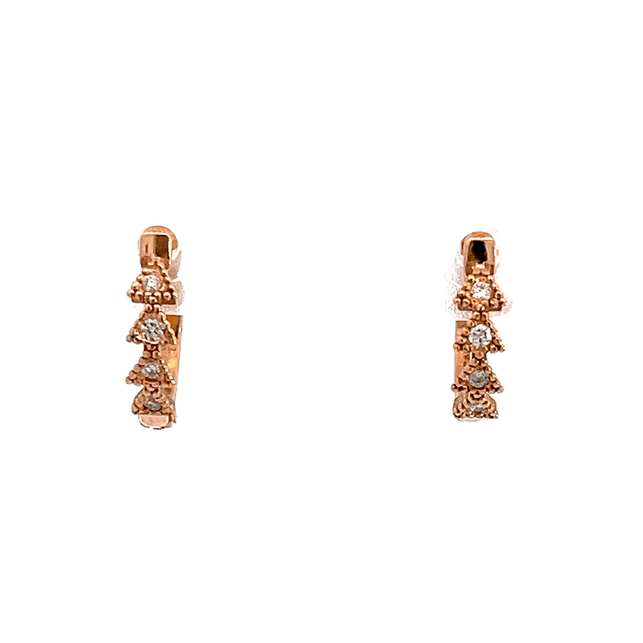 11.5 mm 14K Gold Diamond Trinity Huggie Earrings