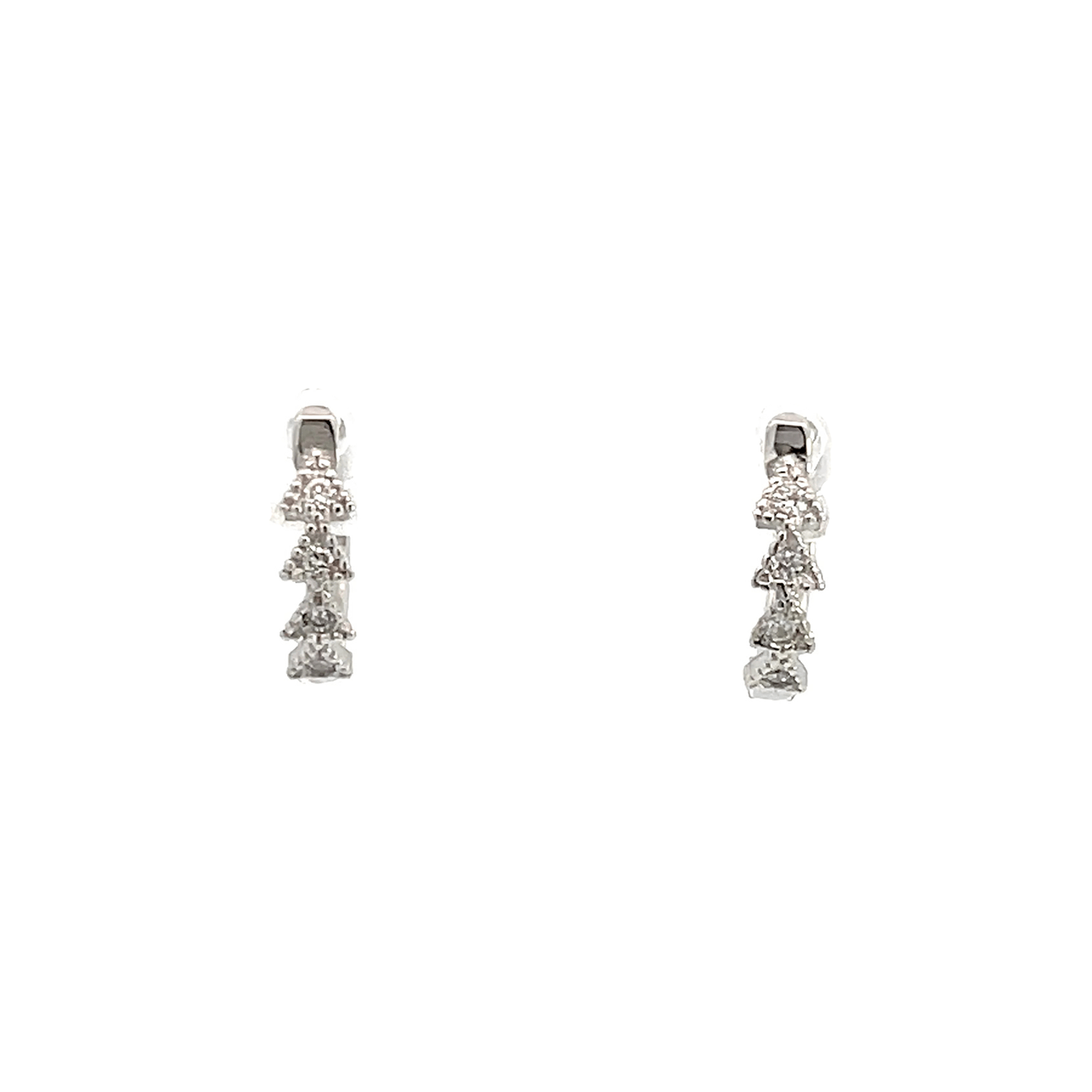 11.5 mm 14K Gold Diamond Trinity Huggie Earrings