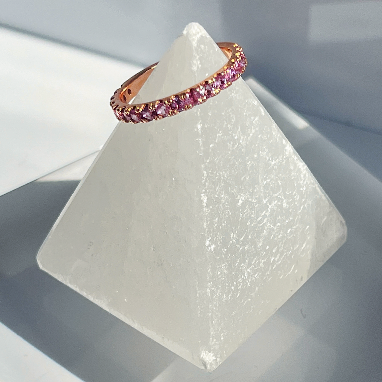 14K Rose Gold 2.1 ct Pink Sapphire Half Eternity band