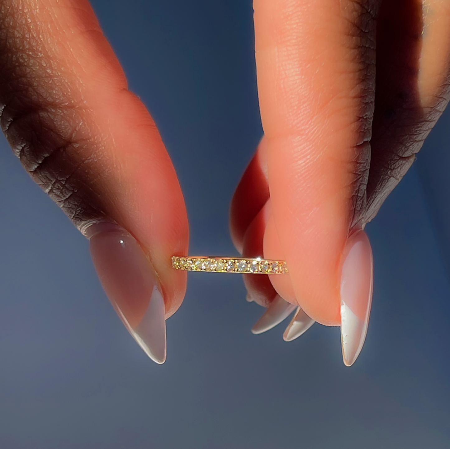 Supernova White Sapphire Half Eternity Band