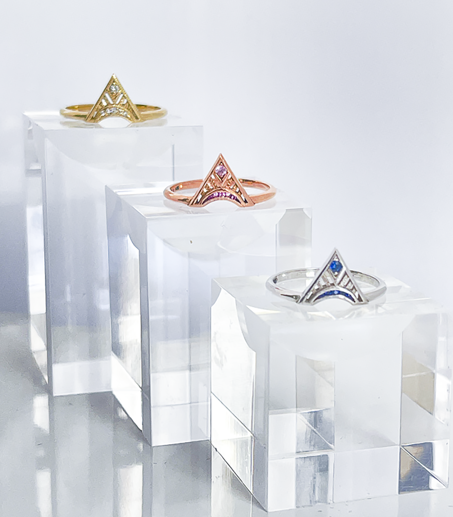 Sapphire Trinity Triangle Ring