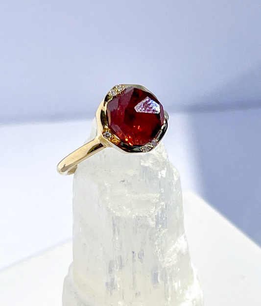 spessartine garnet and diamond ring