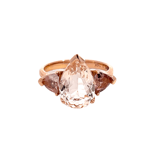 4.1 ctw Morganite and Pink Tourmaline Ring