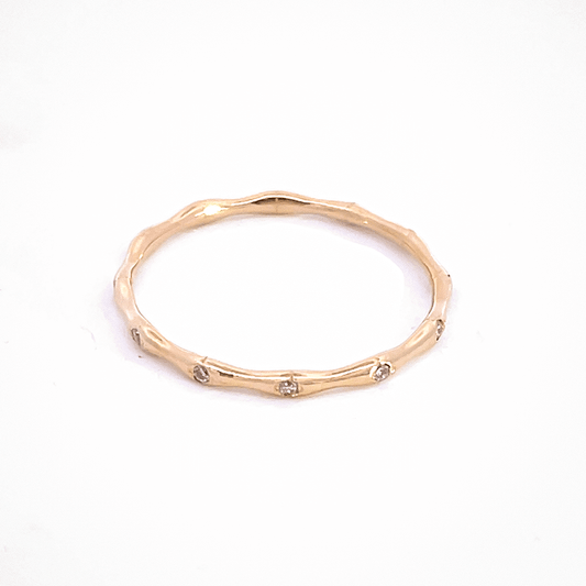 Diamond 14K Gold Bamboo Ring