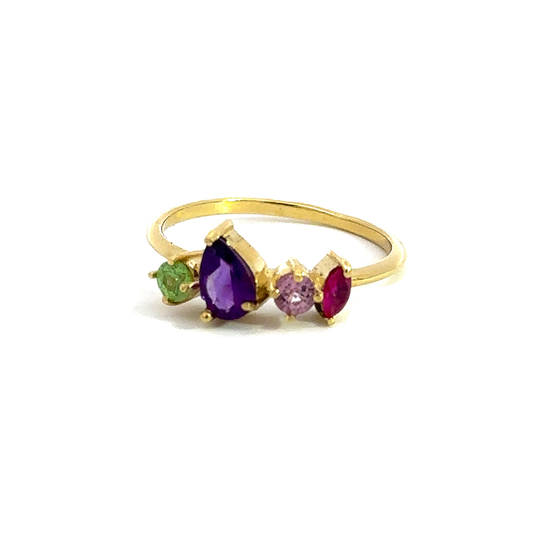 Amethyst, Garnet, Pink Tourmaline & Ruby Ring