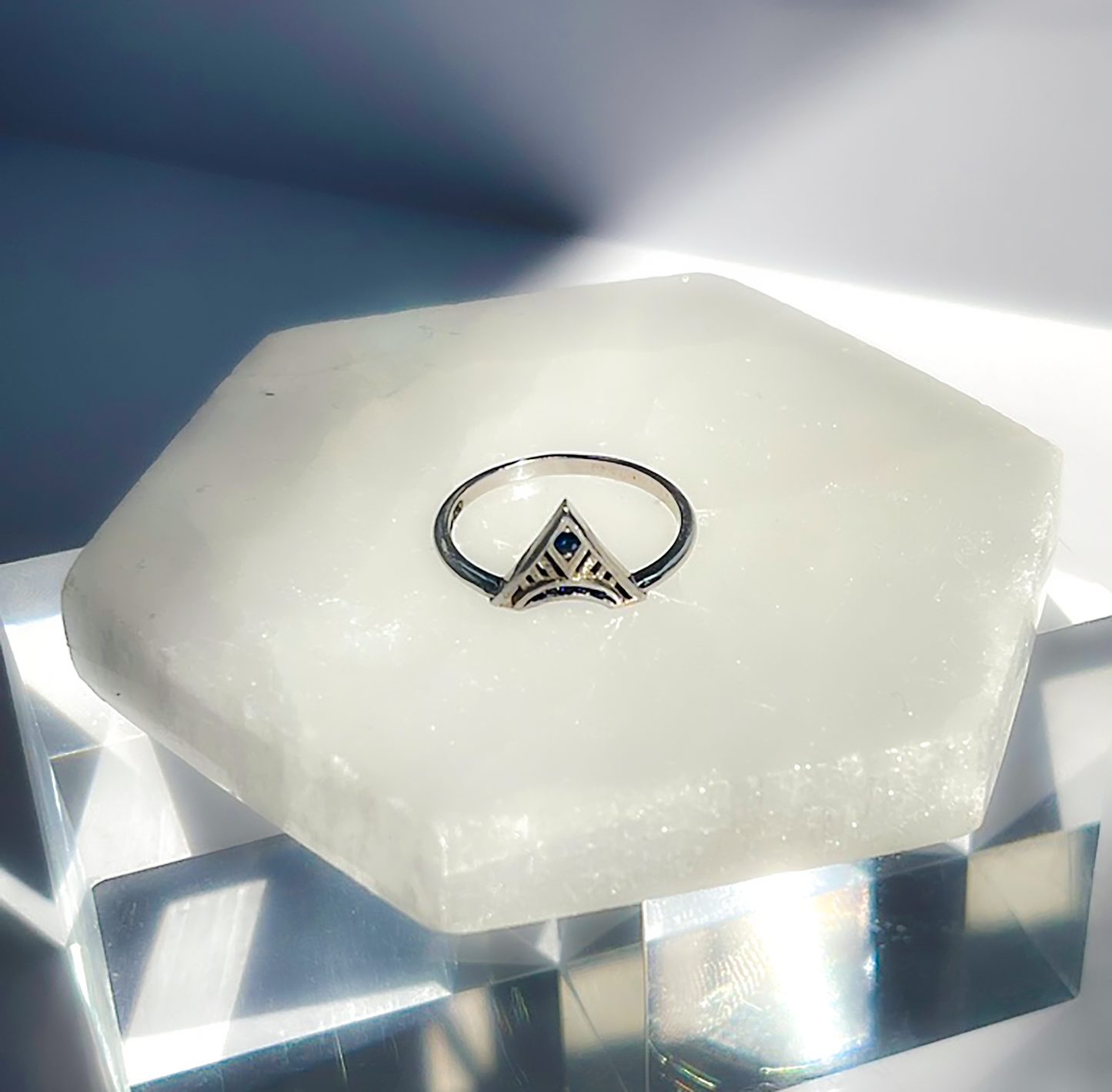 Sapphire Trinity Triangle Ring