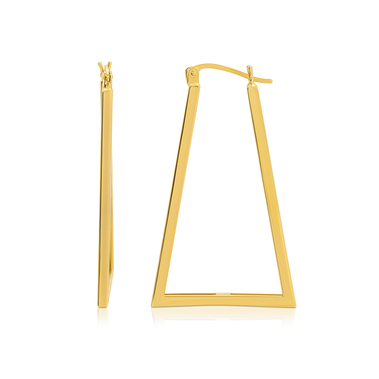 1 1/2” 14K Gold Triangle Drop Earrings